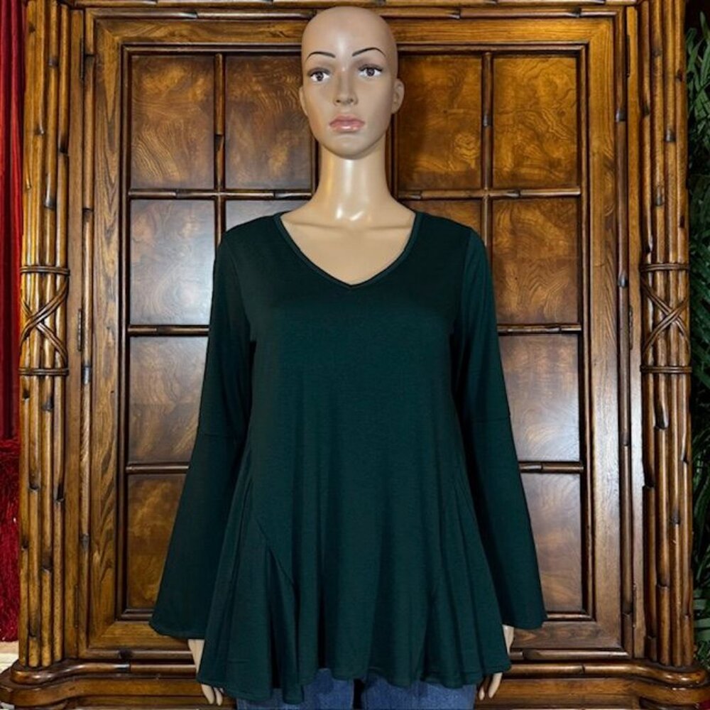 DG2 Deep Teal Godet Bell Sleeve Top